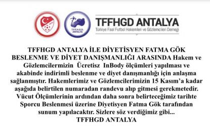 Hakem ve Gözlemcilerimize Ücretsiz Inbody Testi Uygulanması