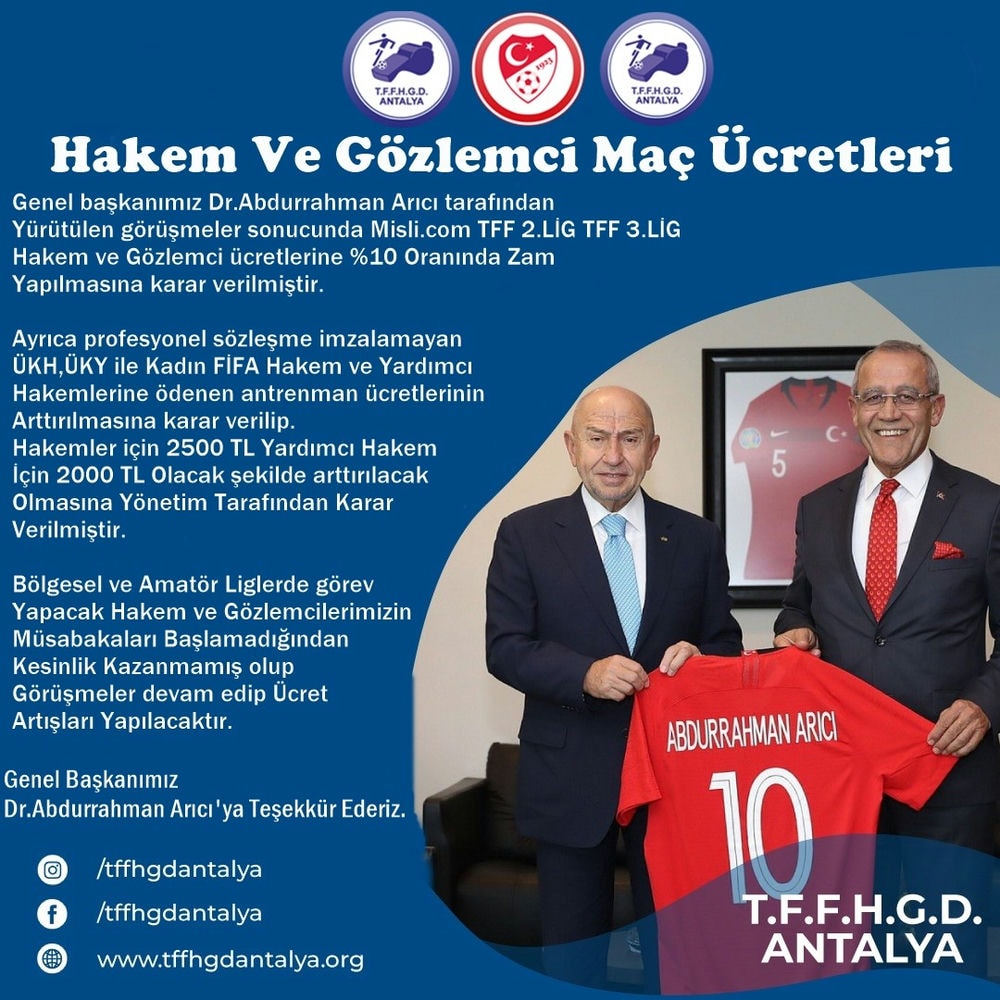 Hakem Ve Gözlemci Maç Ücretleri