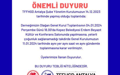 OLAĞAN GENEL KURUL DUYURUSU